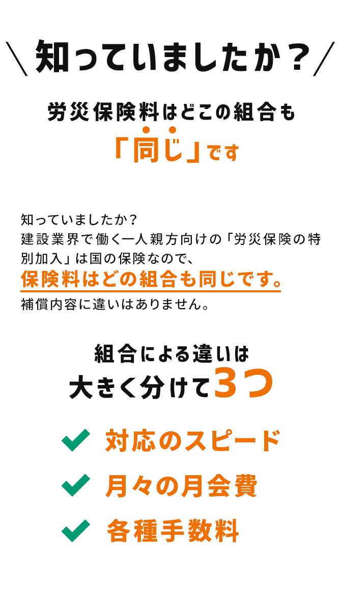 組合による違いは大きく分けて3つ、対応のスピード、月々の月会費、月々の月会費